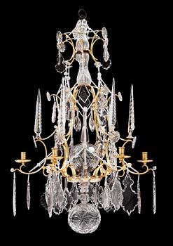 A Swedish Rococo 18th century six-light chandelier.