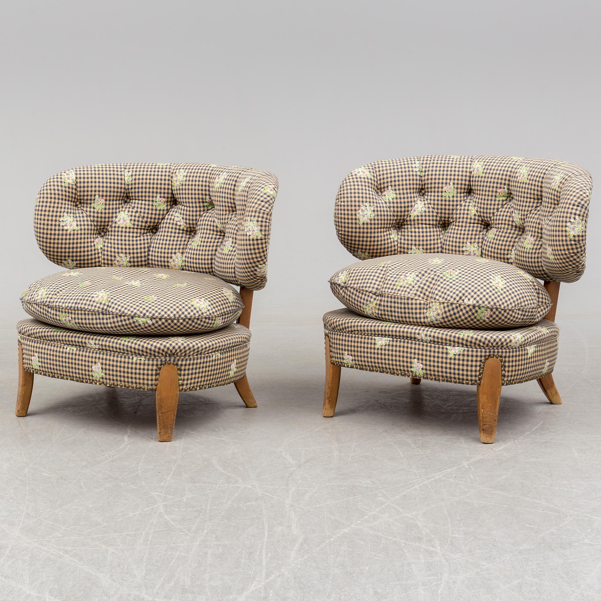 A pair of armchairs, designed by Otto Schultz, mid 20th century.