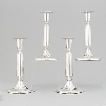 Tore Eldh, four silver candlesticks, K&EC, Göteborg, 1961-70.