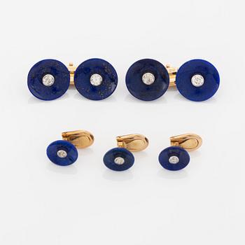 Lapis lazuli and old cut diamond cufflinks and shirt buttons.
