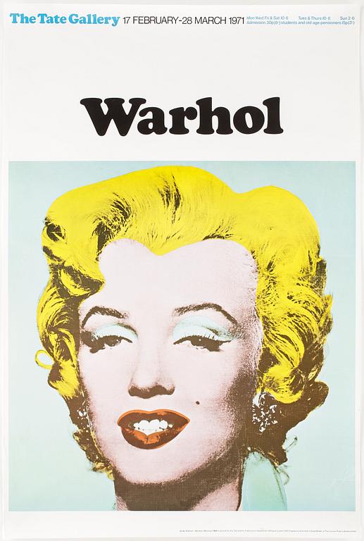 ANDY WARHOL, utställningsaffisch, "Warhol", The Tate Gallery, 1971.