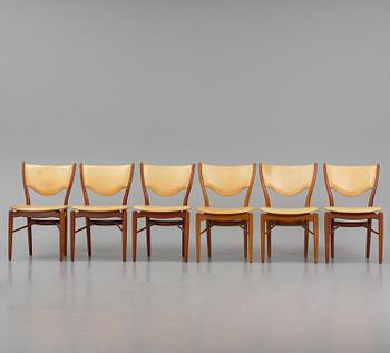 Finn Juhl, a set of six chairs and a pair of armchairs, model "Bo-63" and "Bo-72", Bovirke, Denmark, 1940s-50s.