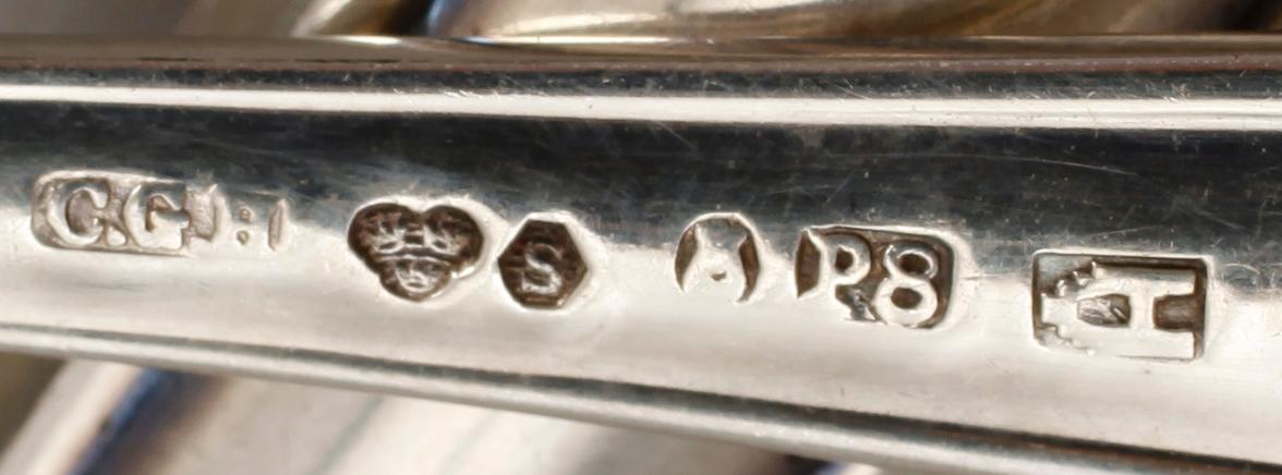 BESTICKUPPSÄTTNING, 83 del, silver, CG Hallberg, Stockholm, bla 1939, inkl fiskbestick. Tot vikt 3300 g.