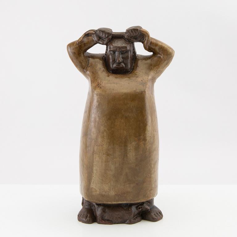 Åke Holm, sculpture, "Moses with the Bronze Serpent", Höganäs signed stoneware.