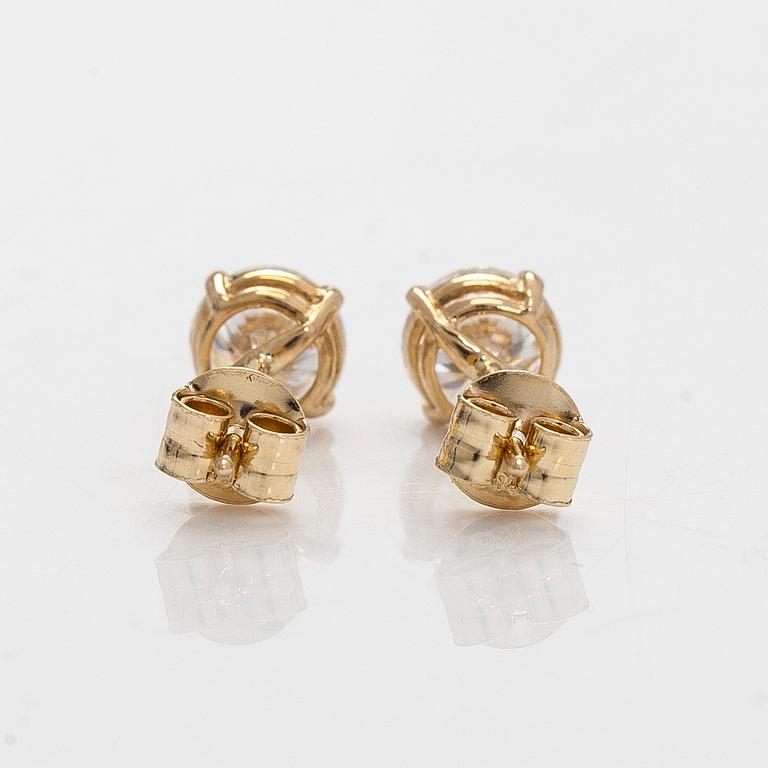 Earrings, brilliant-cut diamonds totalling 1.0 ct, 14K gold.