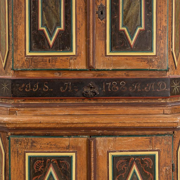 A painted pine cabinet, 18th Century.