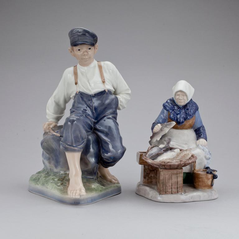 FIGURINER, 2 st, porslin, Royal Copenhagen samt Bing Gröndal.