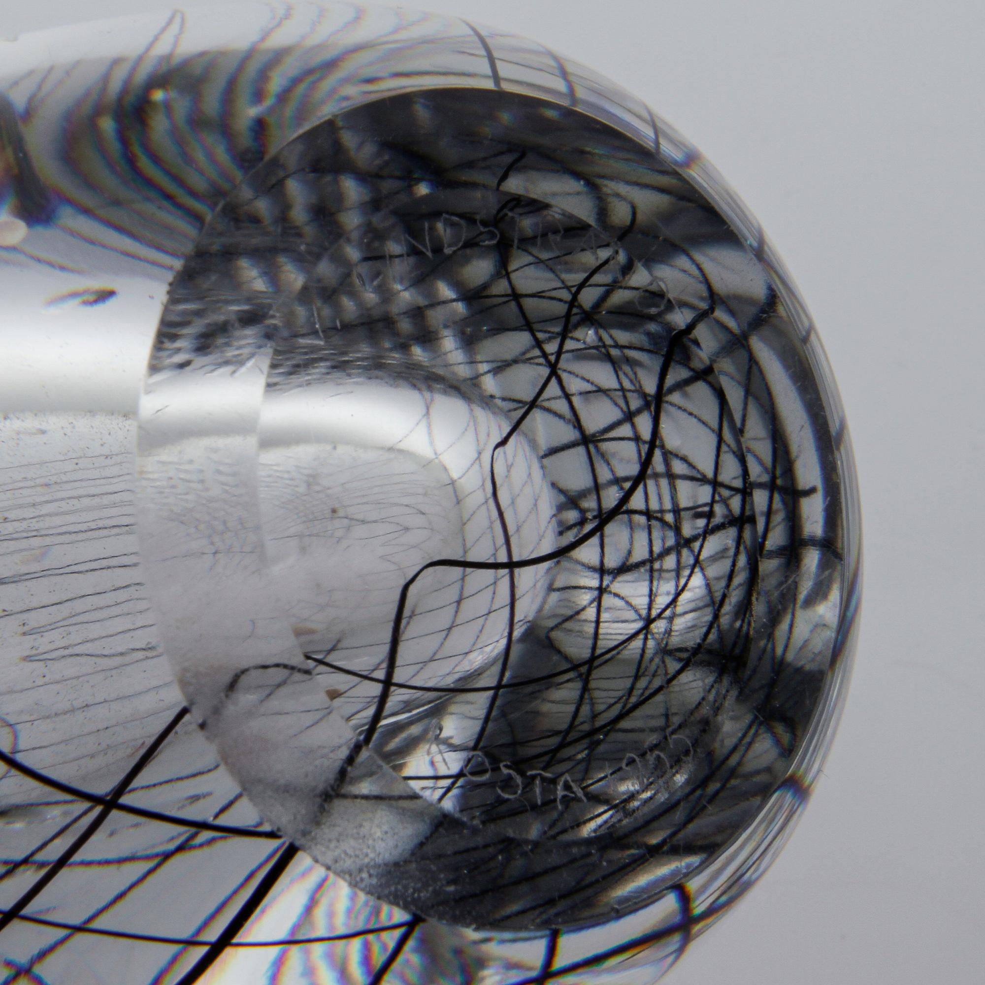A glass vase by Vicke Lindstrand for Kosta, signed and dated 1955.
