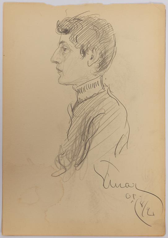 Einar Jolin, Stående samekvinna, Elegant dam i profil a tergo.