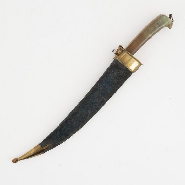 An Indo-Persian dagger with agate handle.