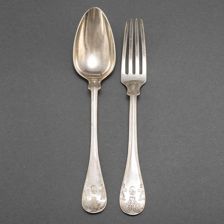 24 pieces silver cutlery, by Carl Peter Hedin, late 19th Century.