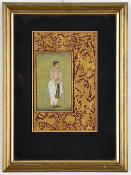 Three Moghul paintings/album leafs, 19th century and early 20th century.