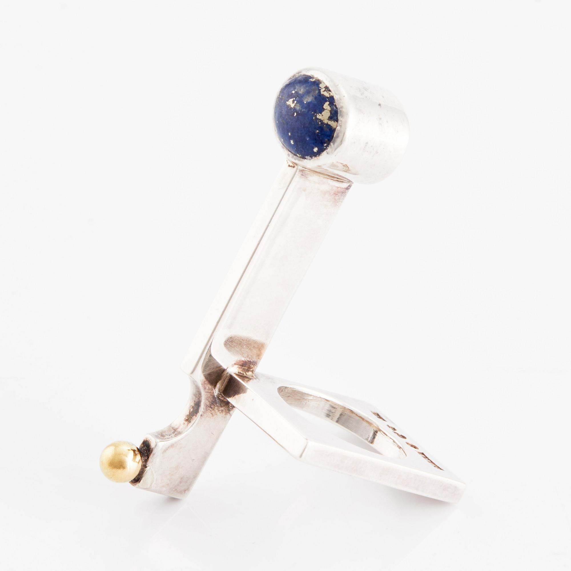 Bengt Bellander, ring silver with lapis lazuli, Stockholm 1973.