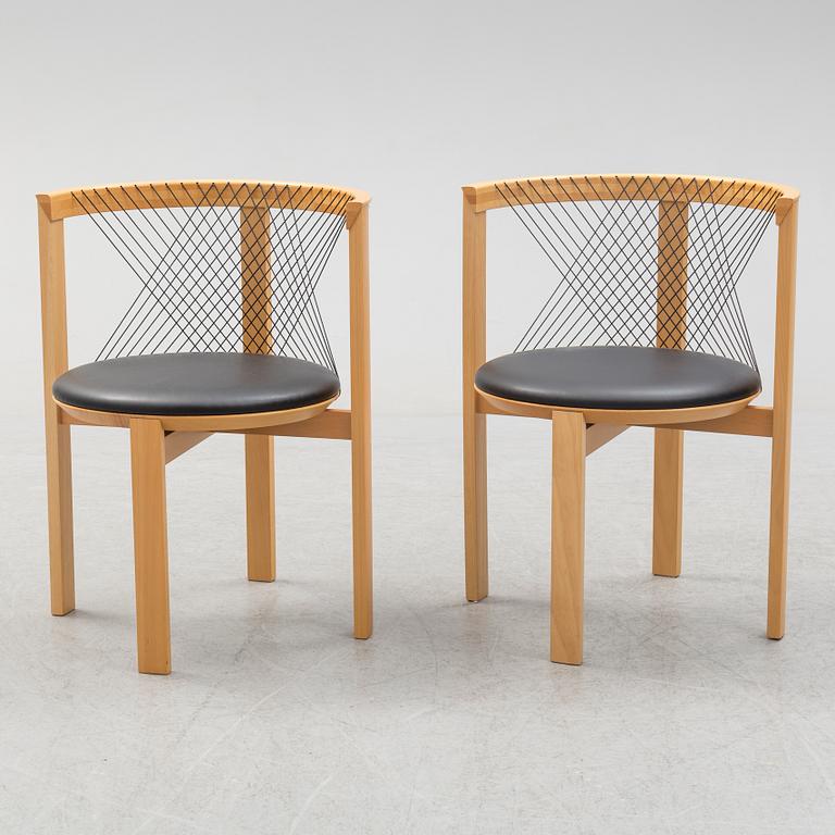 A pair of "String chair", Niels Jörgen Haugesen, Tranekaer Furniture, Denmark, late 20th century.