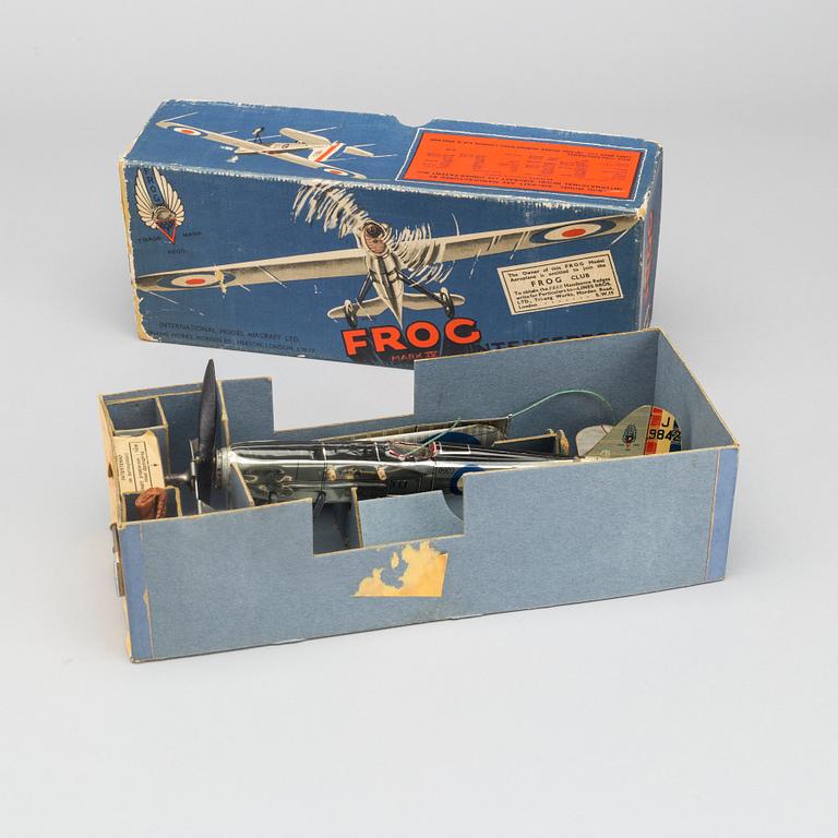 A COLLECTION OF MECHANICAL TIN TOYS, ONE  Frog Interceptor Fighter  Mark IV" England 1930'S.