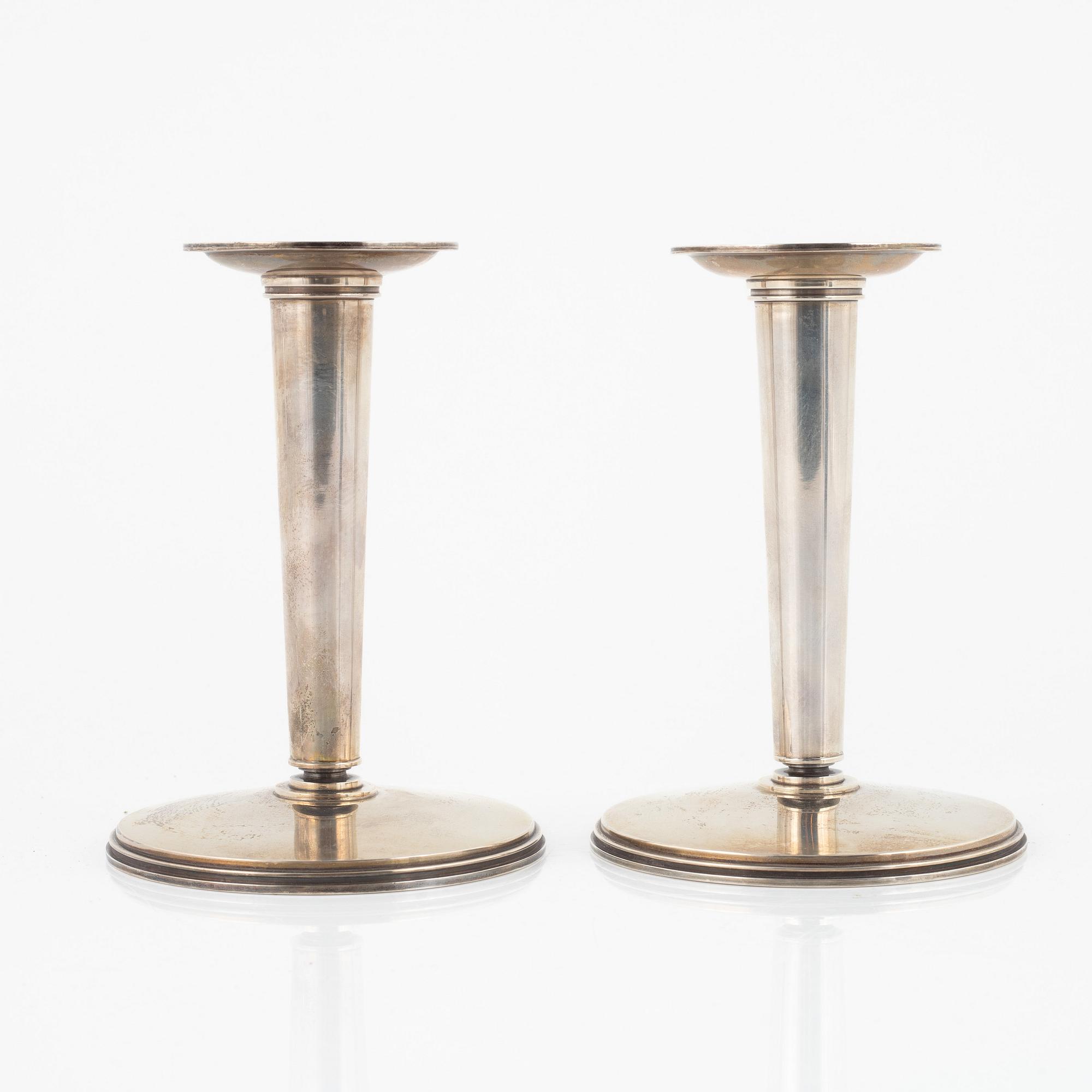 Atelier Borgila, A pair of sterling silver candlesticks from Borgila, Stockholm 1967.