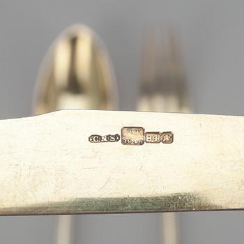 SKED, GAFFEL och KNIV, förgyllt silver, Carl Magnus Ståhle, S:t Petersburg, Ryssland 1848. Vikt 218 g.