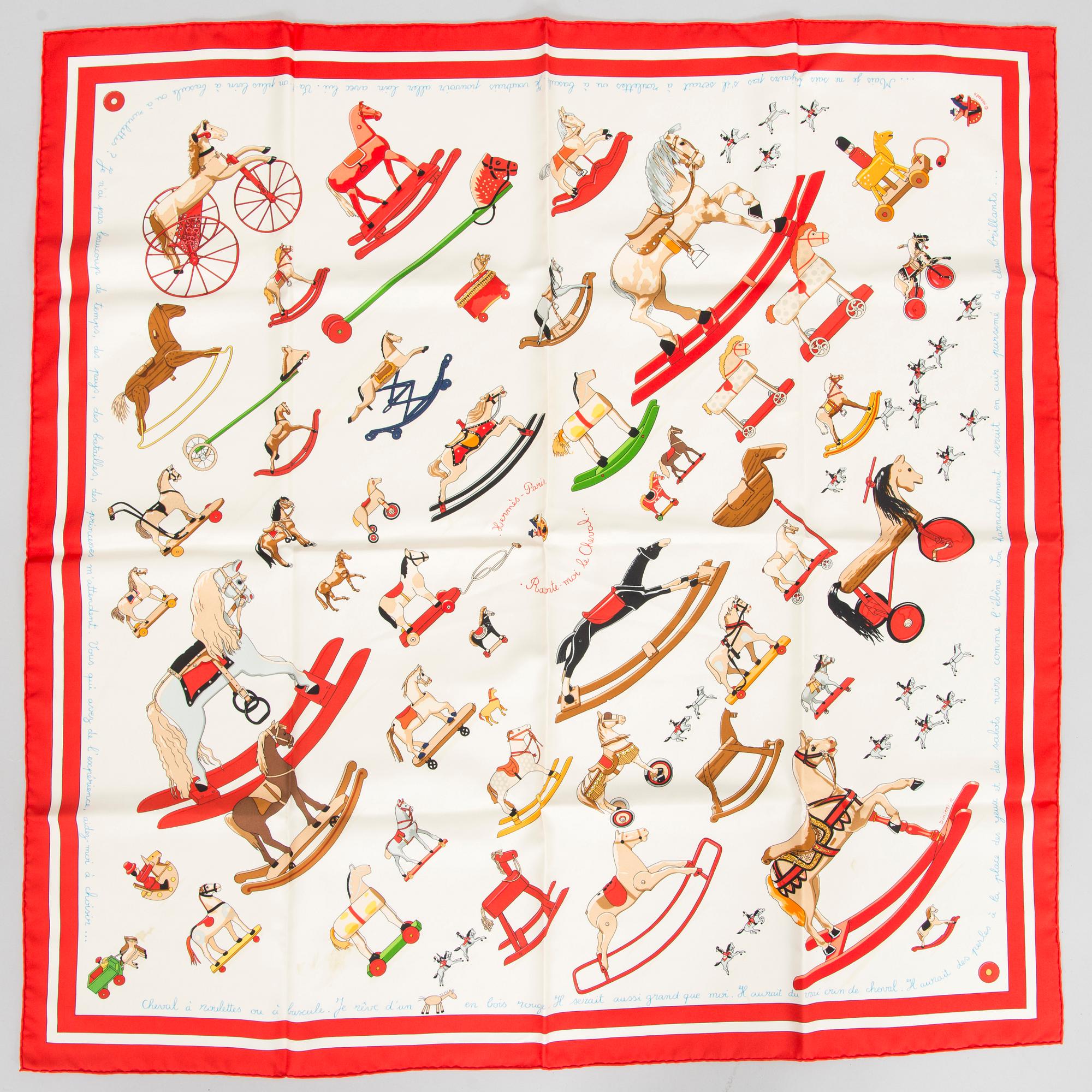 Hermès, a 'Raconte-moi le Cheval' silk scarf.