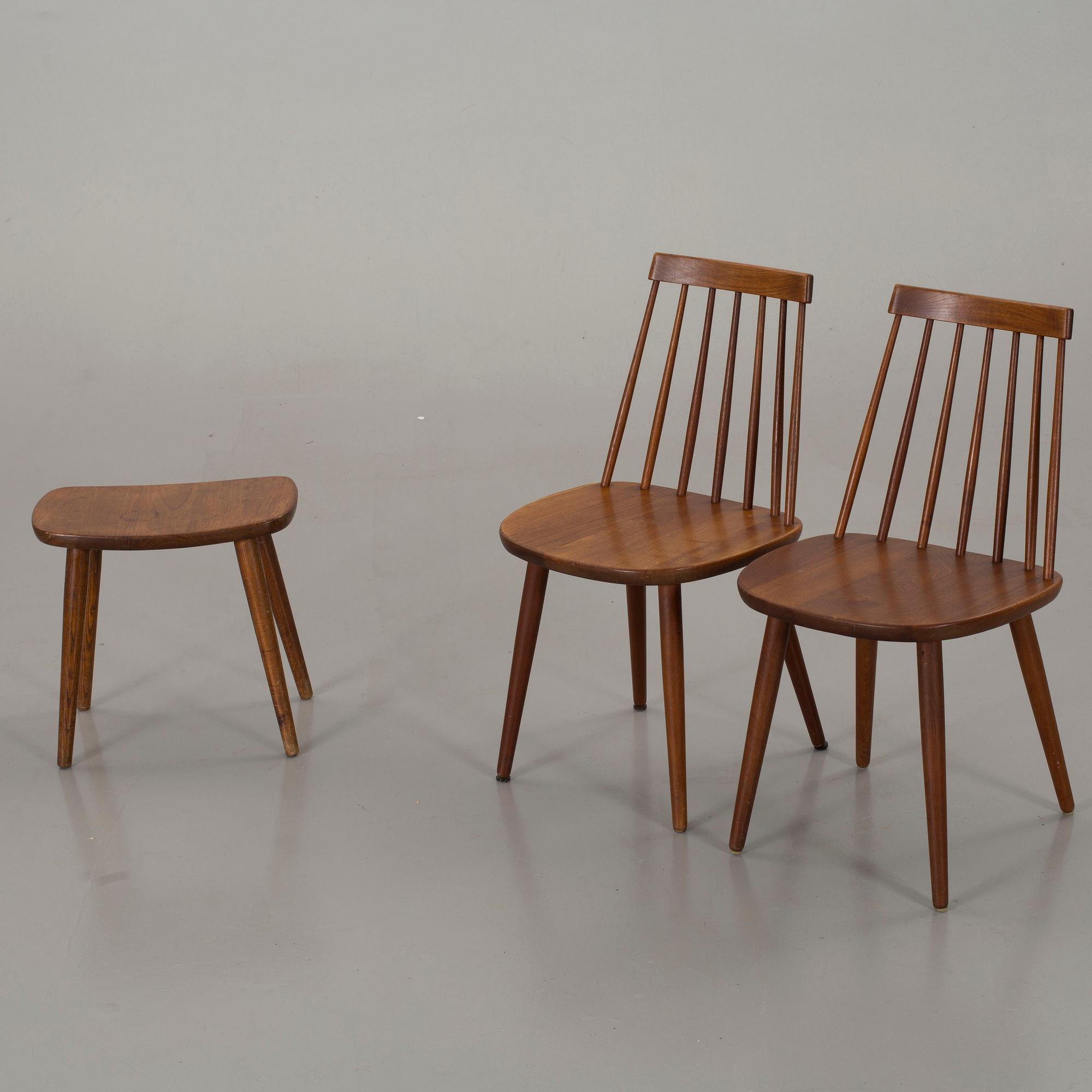 YNGVE EKSTRÖM, Stolar,"Pinocchio", Stolab, samt Pall "Palle" 1950/60-tal.