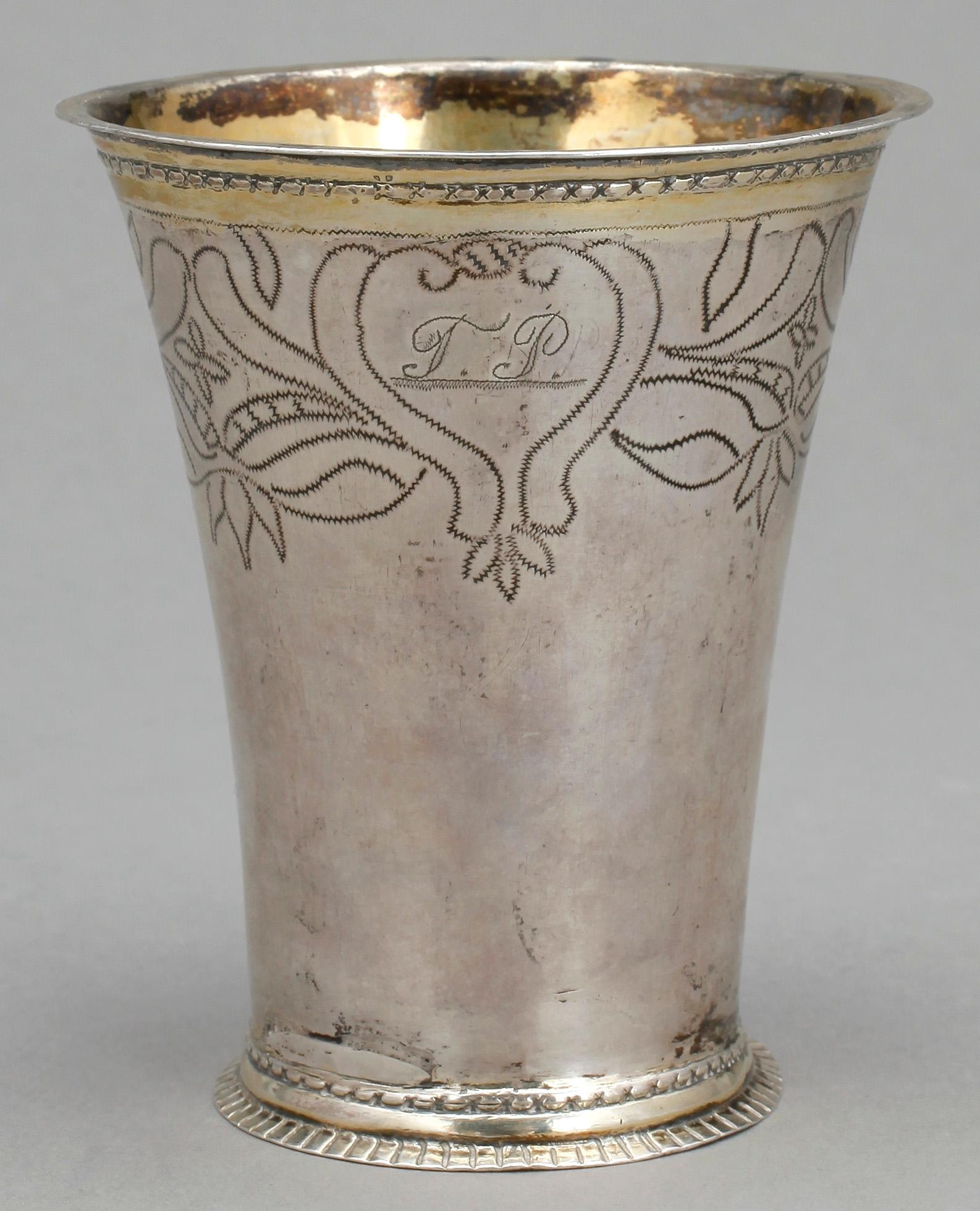 BÄGARE, silver, Berendt Möller, Stockholm, 1724. Vikt ca 70 gram.