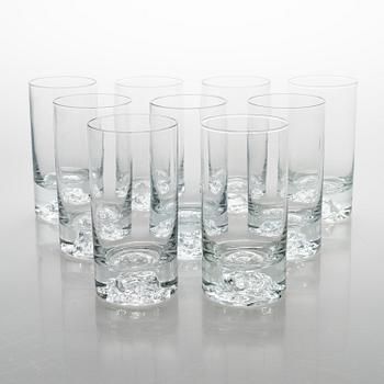 BJÖRN WECKSTRÖM, A set of 9 long drink glasses 'Himalaja' for Nuutajärvi 1977-1995.