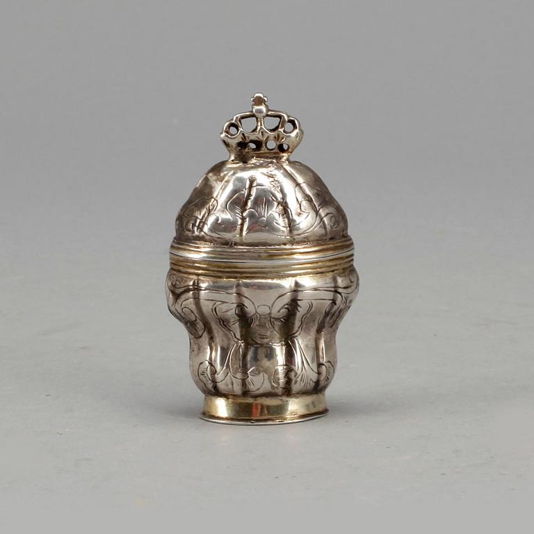 LUKTDOSA, silver, Johan Jørgen Borring, 1740-tal, Köpenhamn. Vikt ca 31 g.