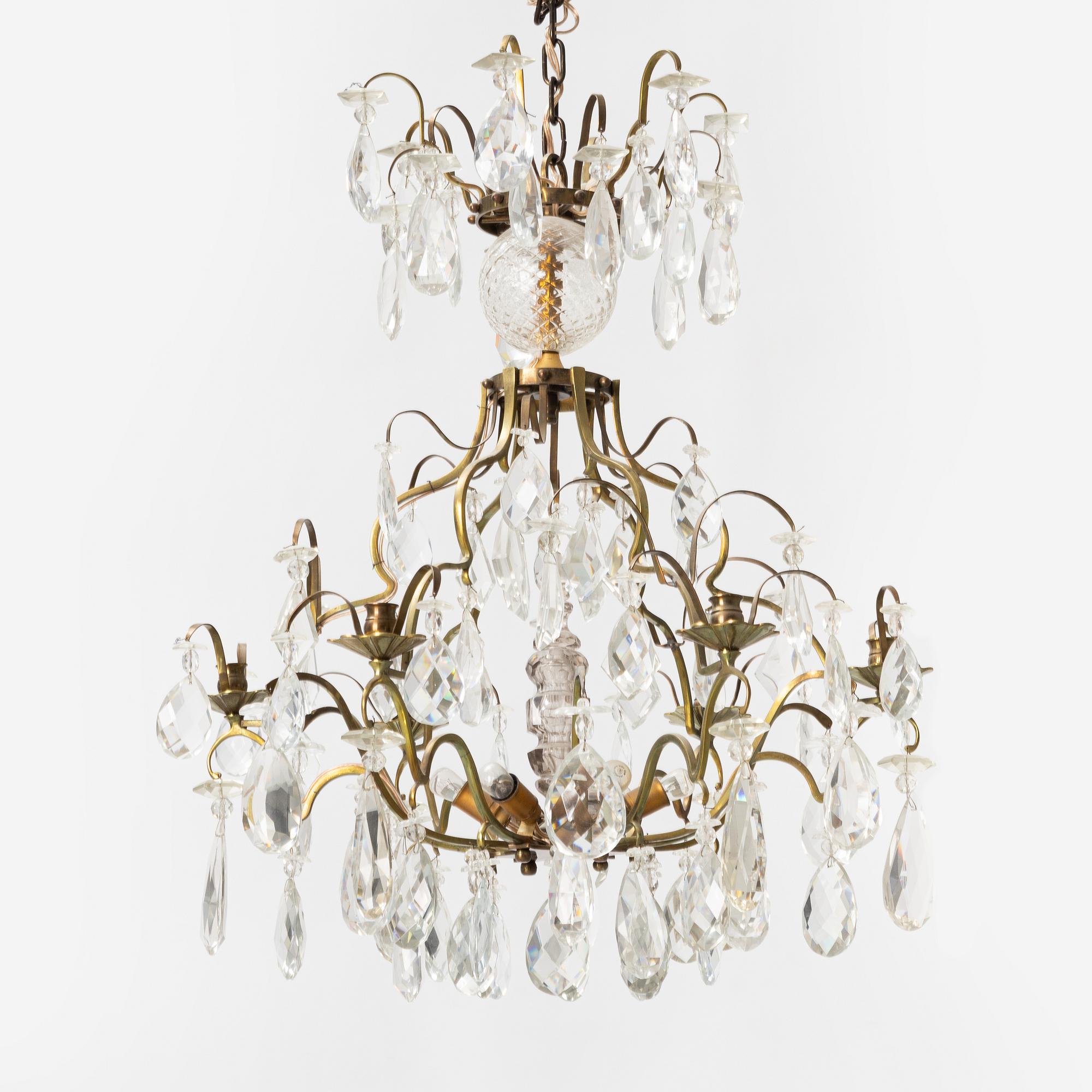 A rococo style chandelier, 20th Century.