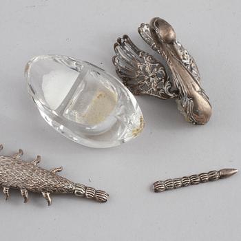 PARTI SILVER, 14 delar, 1800-tal respektive 1900-tal. Total vikt ca 690 g.