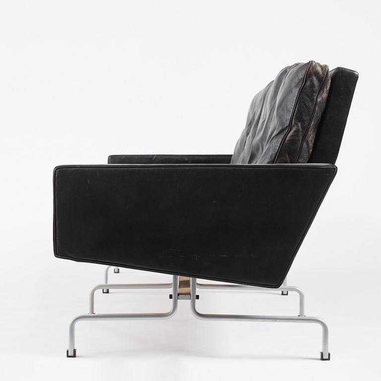 Poul Kjaerholm, a  'PK31-3' black leather sofa, edition E Kold Christensen, Denmark.