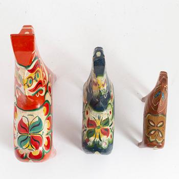 A set of three Dala horses, later part of the 20th Cenutry.