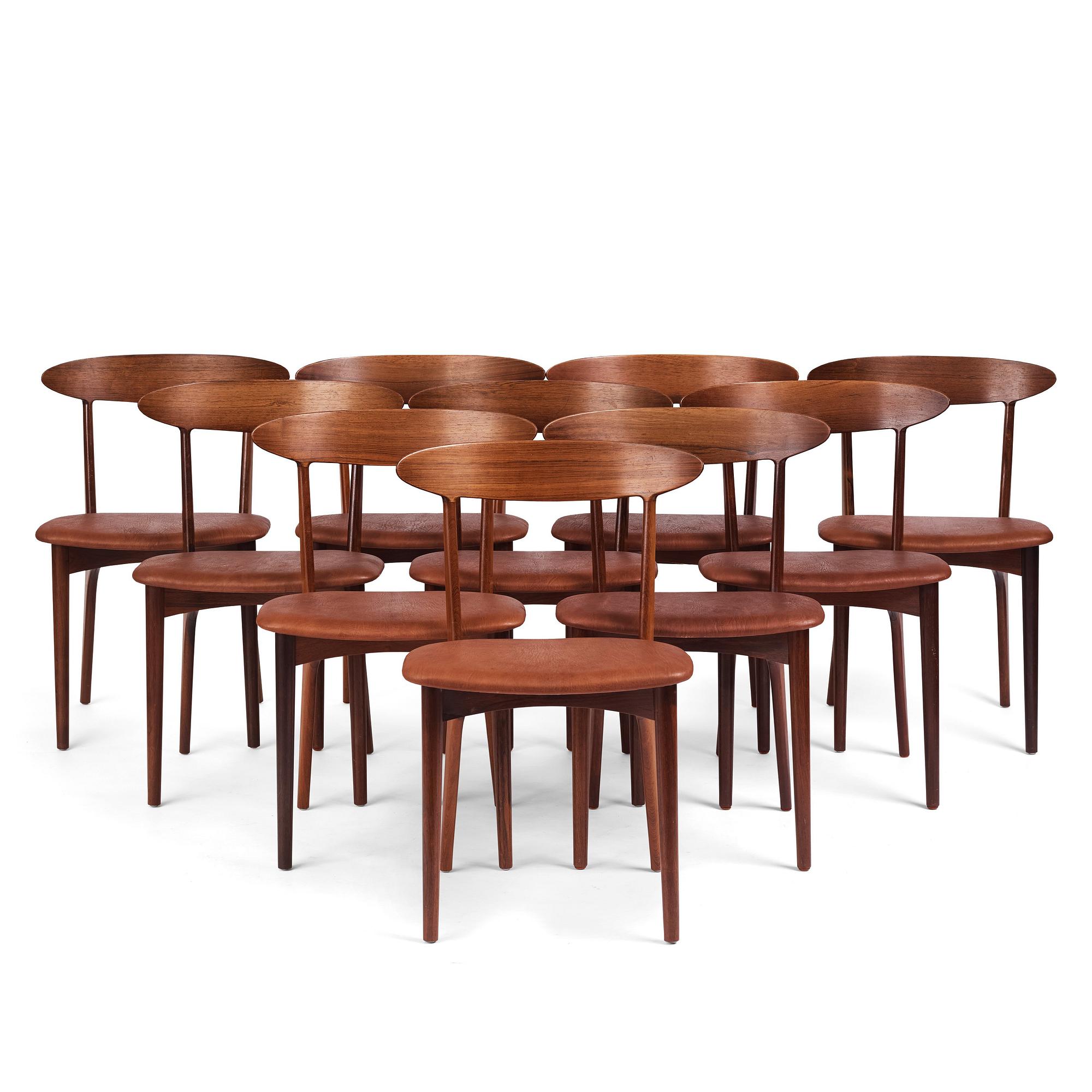 Kurt Østervig, 10 (6+4) rosewood chairs, model “Skagen” no. 27,  Brande Møbelindustri, Denmark 1950-60's.
