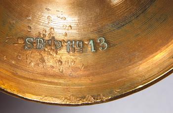 LJUSSTAKAR, 3 par, mässing resp tenn, Skultuna resp Santesson, Stockholm. 1800-talets andra hälft resp tidigt 1900-tal.