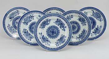 TALLRIKAR, 6 st, porslin, Kina, 1700/1800-tal.