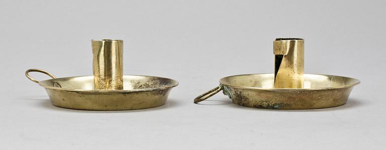 LJUSSTAKAR, ett par, mässing, Sverige tidigt 1800-tal.