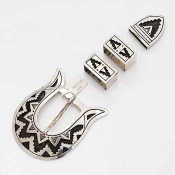 Chester Benally, a 4-piece silver belt buckle set, Navajo.