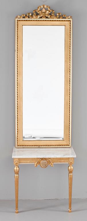 SPEGEL med KONSOLBORD, gustaviansk stil, tidigt 1900-tal.