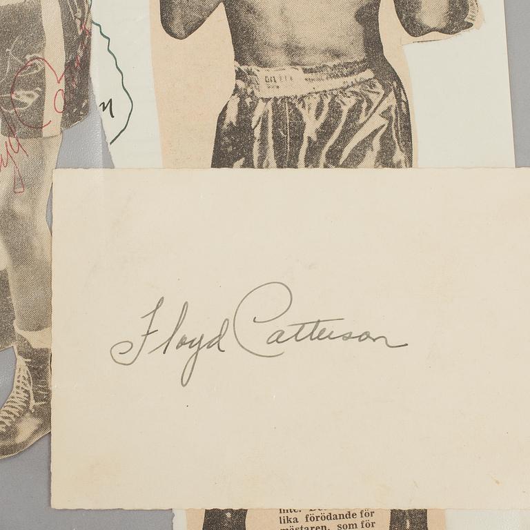 PARTI IDROTTSAUTOGRAFER, 17 st, främst Floyd Patterson, Sven Tumba, Rocky Marciano, Emil Zatopek.