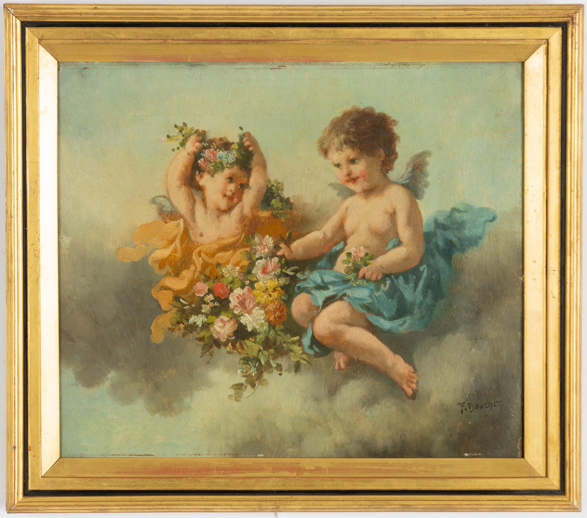 Francois Boucher, in the manner of.  Putti, a pair.