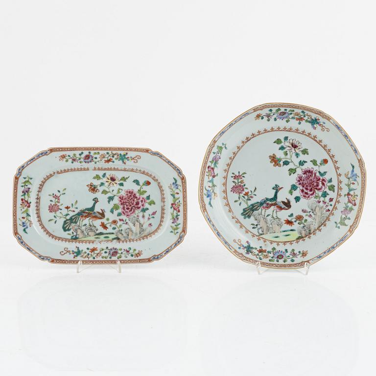 A Famille Rose serving dish and plate, China, Qianlong (1736-95).