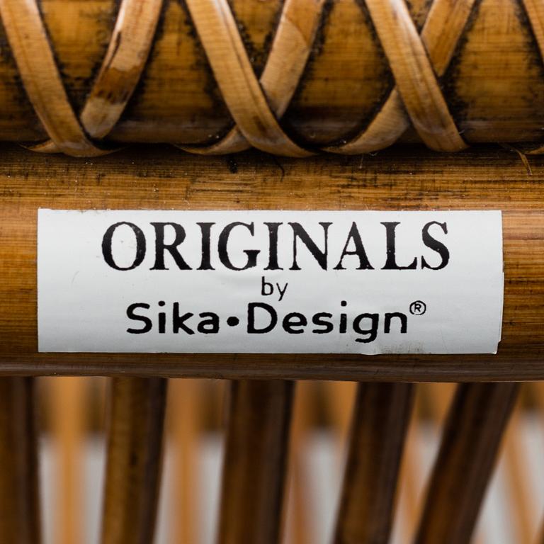 A pair of bamboo and rattan easy chairs, Sika-Design.