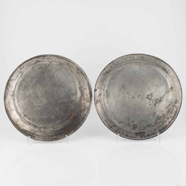Three pewter dishes, Sweden, 18th/19th century.