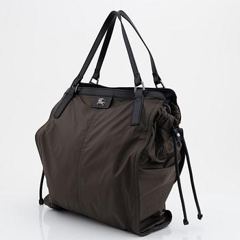 Burberry, a green nylon totebag.