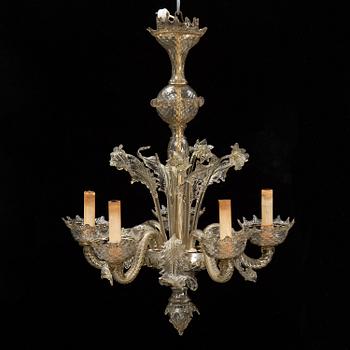 A Venetian style glass chandelier, propbaly Murano, mid 20th Century.