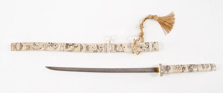 WAKIZASHI, ben, Japan, 1900-talets första hälft.