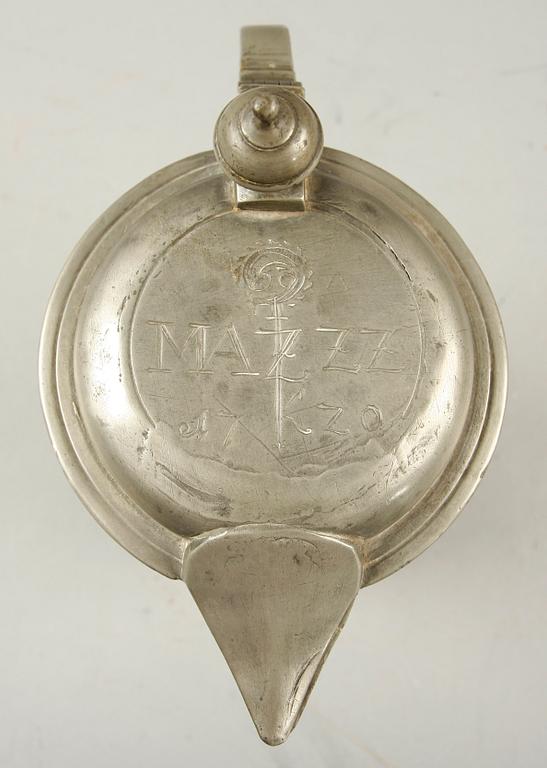 CYLINDERSTOP, tenn, märkt på locket MAZZZ 1720.