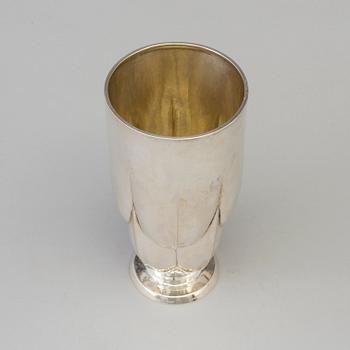 A Swedish Art Nouveau parcel-gilt vase, maker's mark Emil O Möller, Malmö 1927.