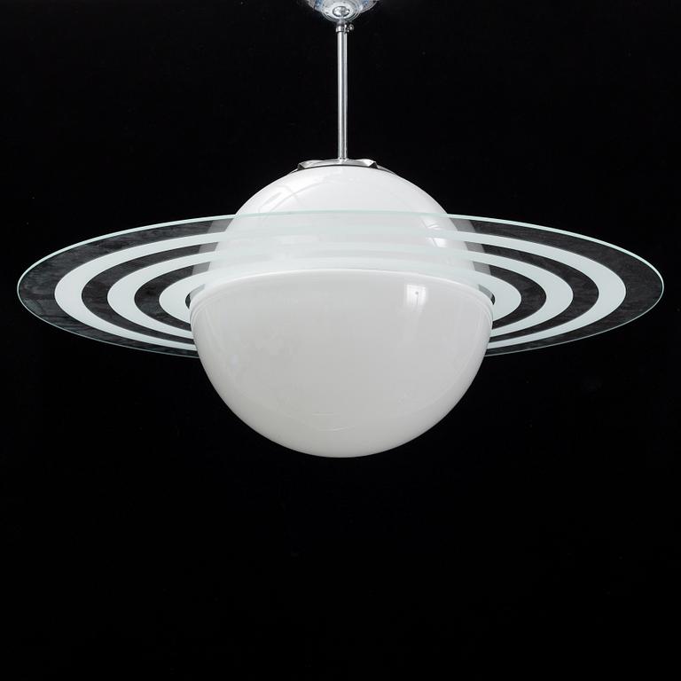 A Saturn glass ceiling light, mid 20th Century.