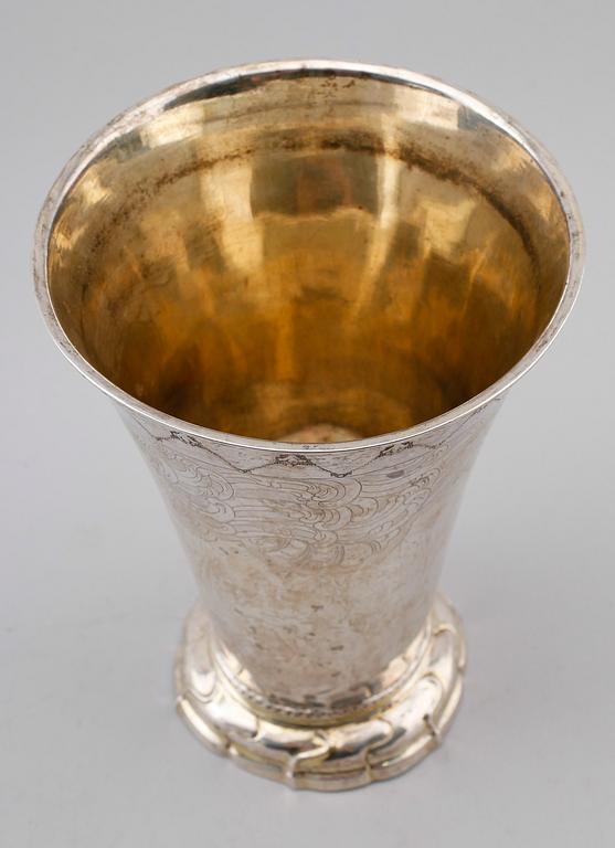 BÄGARE, silver, Lorens Stabeus, Stockholm 1764. Vikt ca 559 gram.