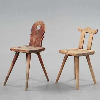 two folk art chairs from Hälsingland in the 19th century.