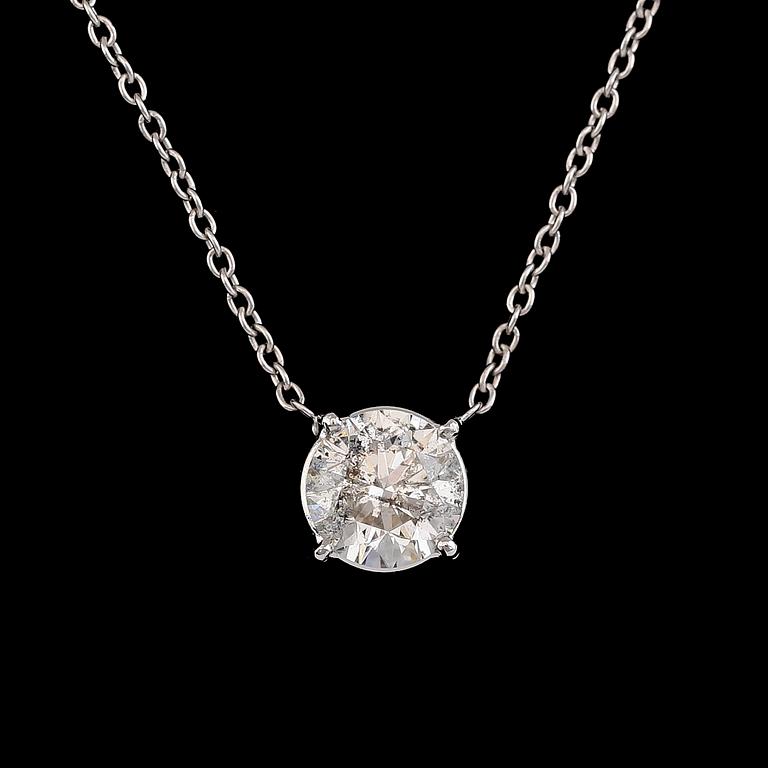 HÄNGE MED KEDJA, 18K vitguld, solitär briljantslipad diamant ca 1.20 ct.